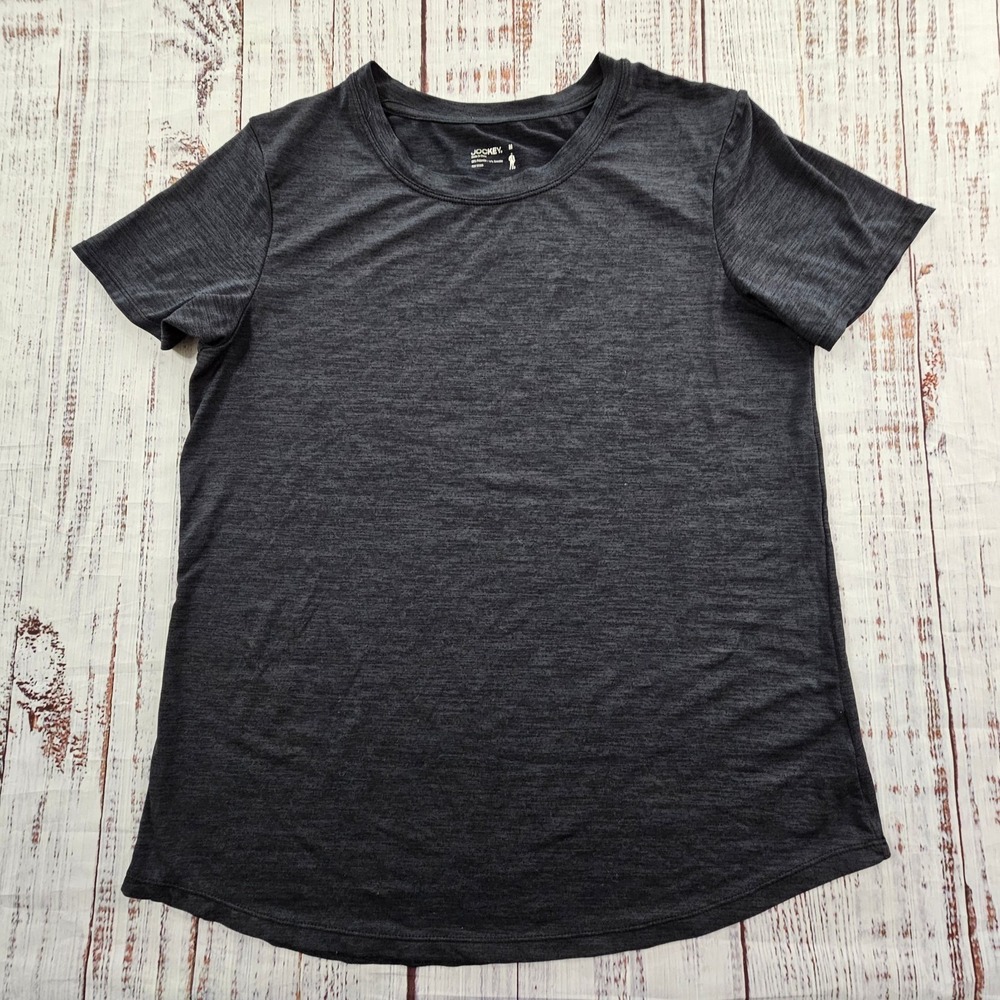Jockey Gray Short Sleeve Polyester Spandex T-Shirt Women's M